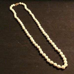 Vintage 24" White Rose Beads